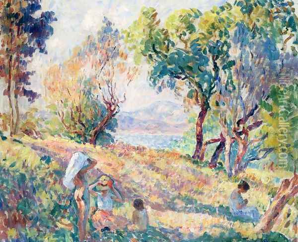 Girls in a Landscape near St. Tropez Oil Painting - Henri Lebasque