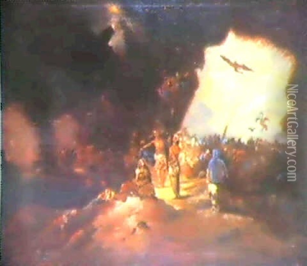 Aquelarre En Una Cueva Oil Painting - Eugenio Lucas Villamil