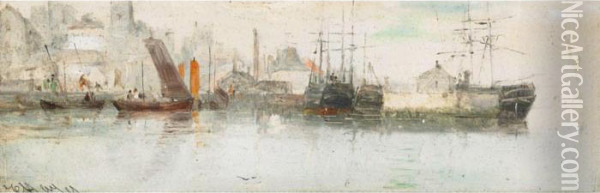 Shipping Off A Town Port Oil Painting - Edwin Hayes