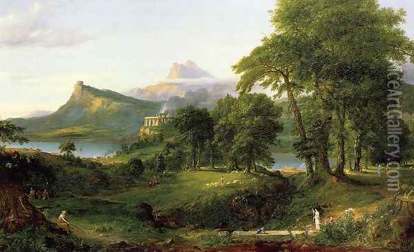 The Course of Empire, The Arcadian or Pastoral State Oil Painting - Thomas Cole