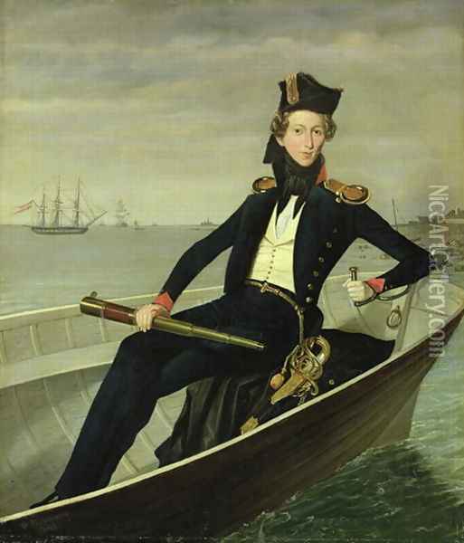 Portrait of a Young Danish Naval Officer, 1841 Oil Painting - Bernhard Axel Bendixen