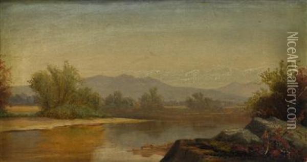 Mountain Landscape With River Oil Painting - Harrison Bird Brown