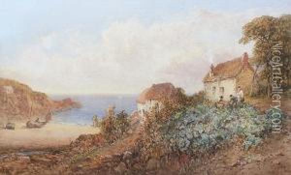 Cutting Cabbages By The Sea Oil Painting - James George Philp