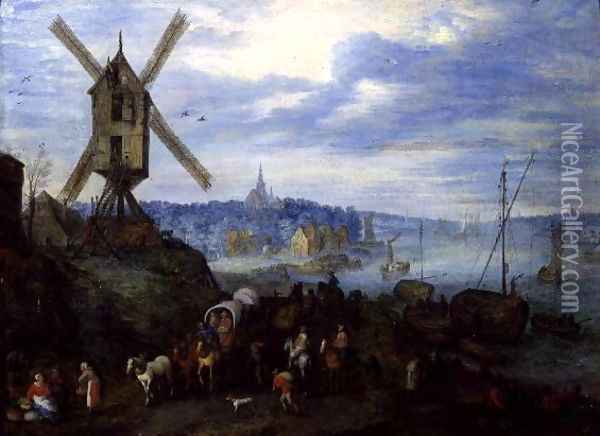 River Landscape 2 Oil Painting - Jan The Elder Brueghel