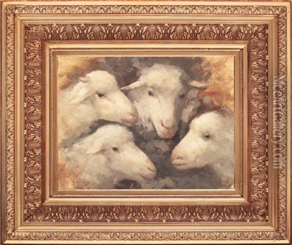 Sheep Oil Painting - Nicolae Grigorescu