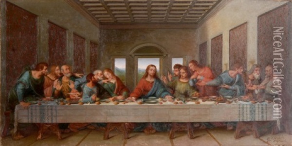 Das Letzte Abendmahl (after Leonardo Da Vinci) Oil Painting - Giovanni Grignaschi