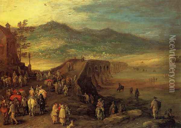 Bridge at Talavera Oil Painting - Jan The Elder Brueghel