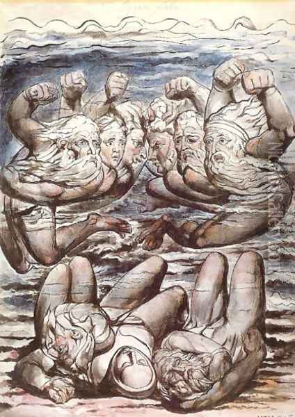 Inferno, Canto VII, 110-127, The Stygian Lake with angry sinners fighting. Oil Painting - William Blake