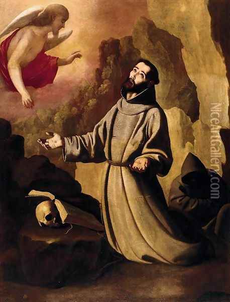 St Francis of Assisi Receiving the Stigmata Oil Painting - Francisco De Zurbaran