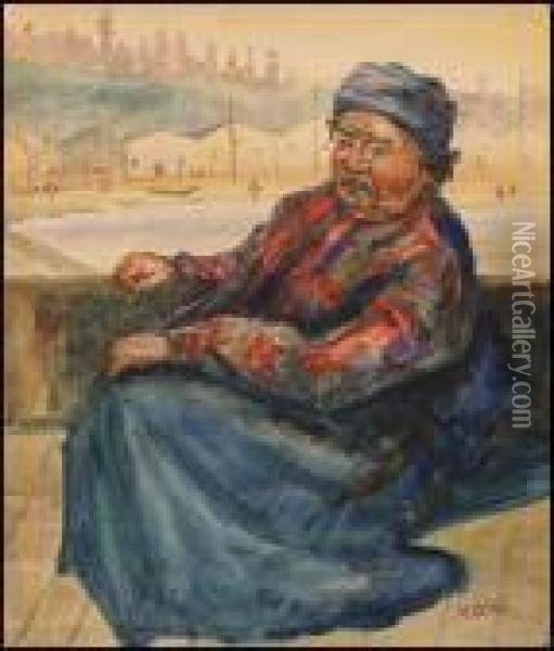 Native Woman At Alert Bay Oil Painting - Emily M. Carr