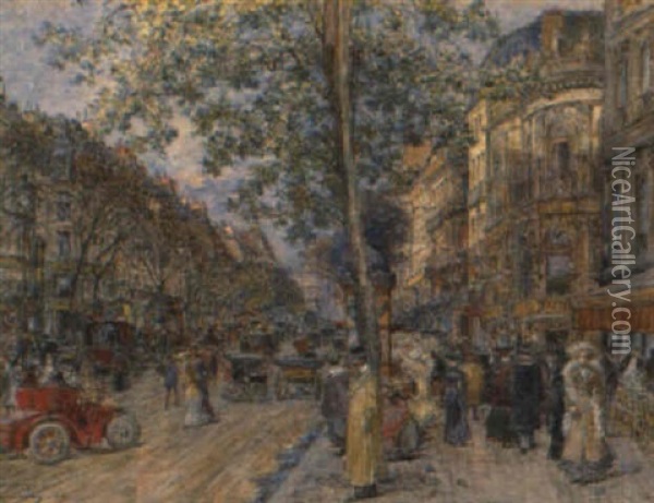 Paris, Les Grands Boulevards Oil Painting - Frederic Anatole Houbron