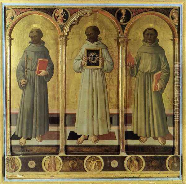 Three Franciscan Saints c. 1470 Oil Painting - Domenico Di Michelino