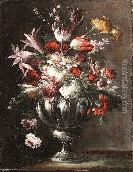 Flowers in a Vase Oil Painting - Giuseppe Lavagna