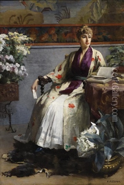 Lesende Dame Oil Painting - Fanny Laurent Fleury