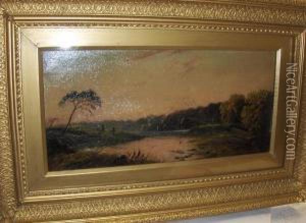 Evening River Landscape Oil Painting - Edwin H., Boddington Jnr.