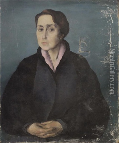 Portrait Of Danica Pavlovik, The Artist's Mother. Oil Painting - Milena Pavlovic Barili