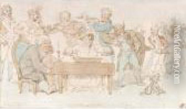 Playing In Parts Oil Painting - Thomas Rowlandson