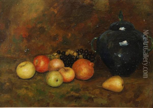 Frutta E Vaso Oil Painting - Rinaldo Agazzi