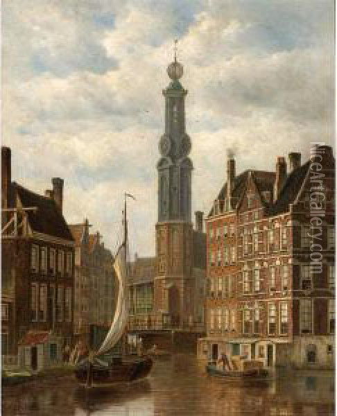 A View Of Amsterdam Oil Painting - Oene Romkes De Jongh