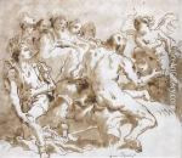 Assemblee De Personnages Oil Painting - Giovanni Domenico Tiepolo