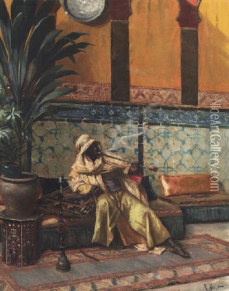 The Smoker Oil Painting - Rudolf Ernst