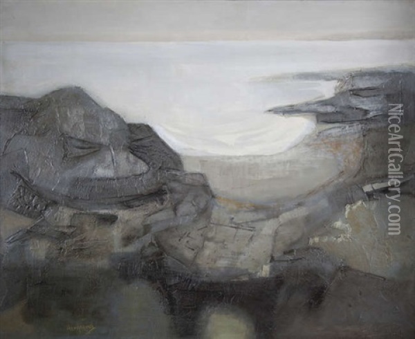 Grey Landscape Oil Painting - Arthur Armstrong