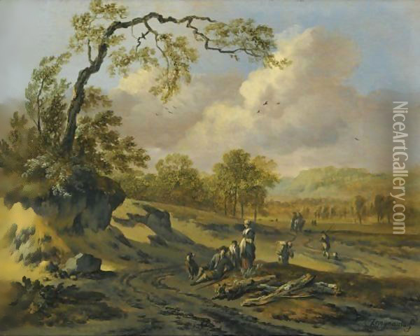 A Dune Landscape With Travellers Oil Painting - Jan Wijnants