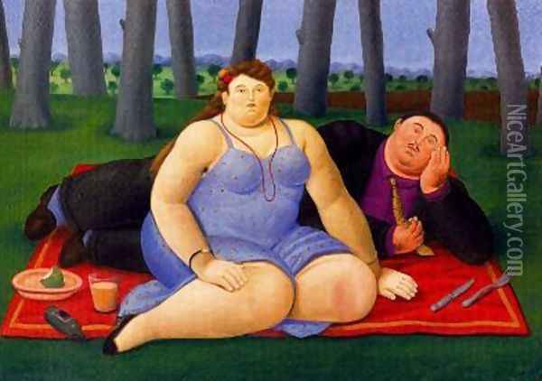 Picnic 1998 Oil Painting - Fernando Botero