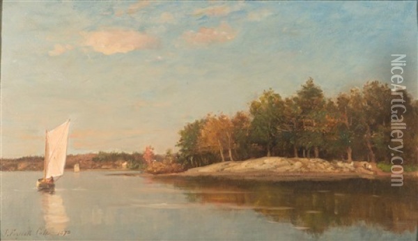 Spot Pond, Stoneham, Ma Oil Painting - Joseph Foxcroft Cole