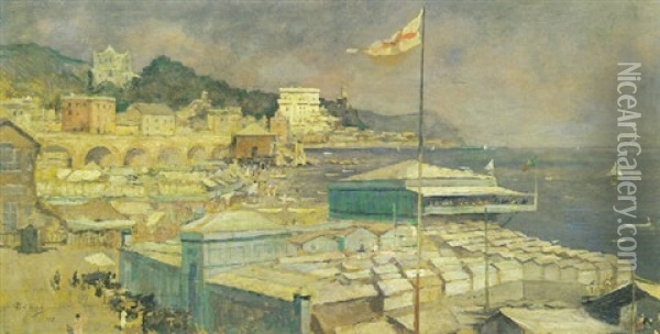 Litorale Di Genova Sturla Oil Painting - Giorgio Belloni