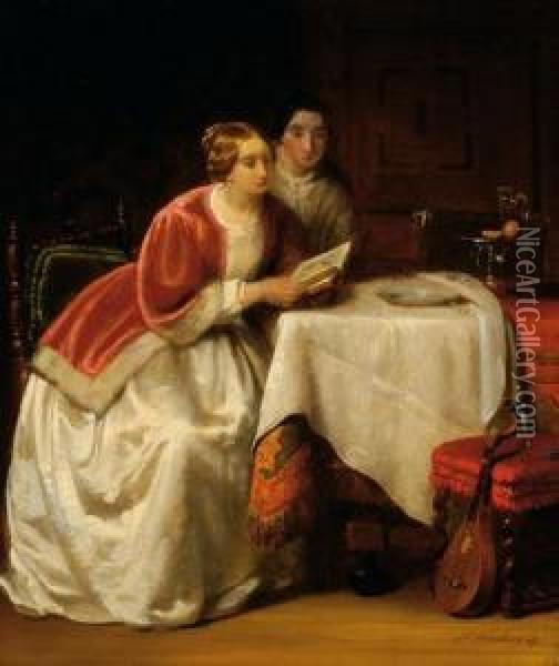A Reading Lady Oil Painting - Johannes Christoffel Vaarberg