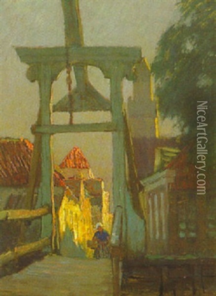 Zugbrucke In Edam Oil Painting - Carl (Karl, Charles) O'Lynch of Town