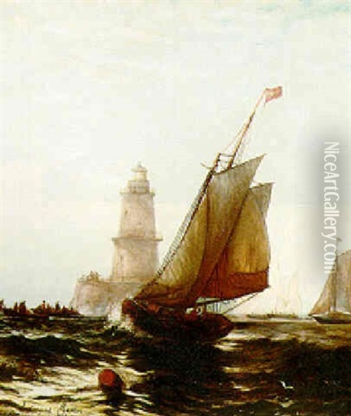 Sailing By The Lighthouse Oil Painting - Edward Moran