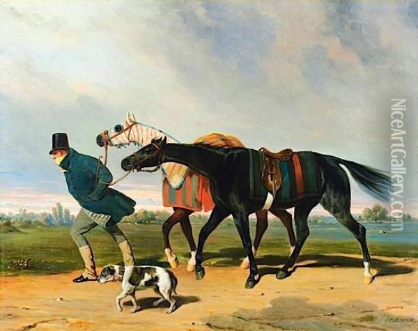 Le Retour Des Concurrents D'epsom Oil Painting - Alfred De Dreux