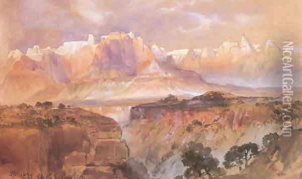 Cliffs Of The Rio Virgin South Utah Oil Painting - Thomas Moran