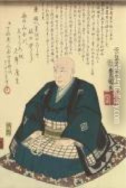 Memorial Portrait Of Utagawa Hiroshige Oil Painting - Kunisada