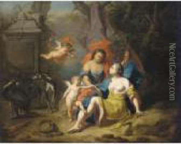 Venus And Adonis Oil Painting - Gerard Hoet