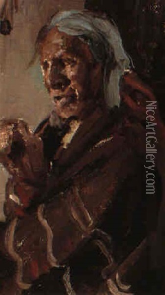 Pueblo Blind Man Oil Painting - Gerald Cassidy