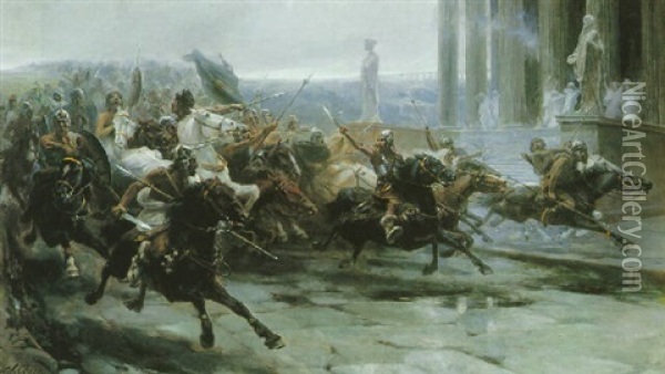 The Charge Oil Painting - Ulpiano Checa Sanz