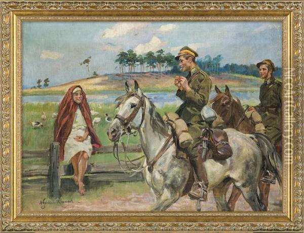 Lancers Oil Painting - Wojciech Von Kossak