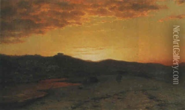 Sunset On The Coast Oil Painting - James Craig Nicoll