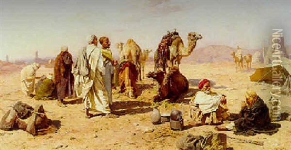 A Crossroads In The Desert Oil Painting - Franz Xavier Kosler