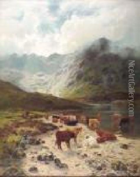 A Rest By A Ross-shire Loch Oil Painting - Louis Bosworth Hurt