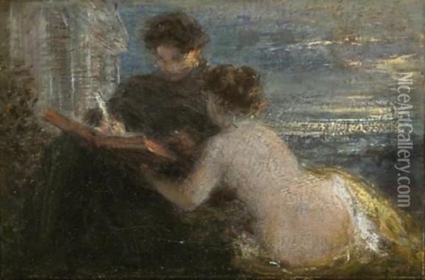 Le
Muse Et Le Poete Oil Painting - Ignace Henri Jean Fantin-Latour