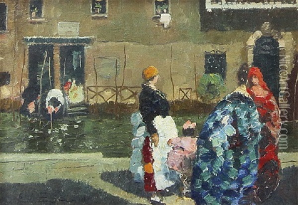 Chiacchiere A Venezia Oil Painting - Erma Zago