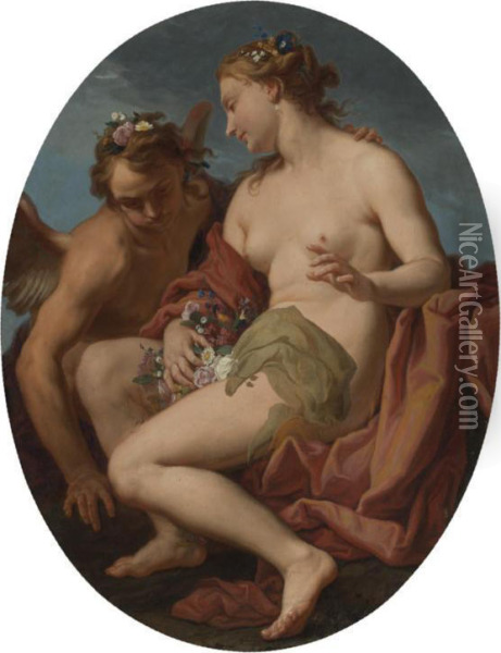 Flora And Zephyr Oil Painting - Nicolo Bambini