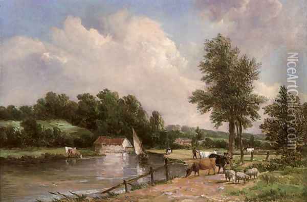 On the Medway Oil Painting - Alfred Vickers