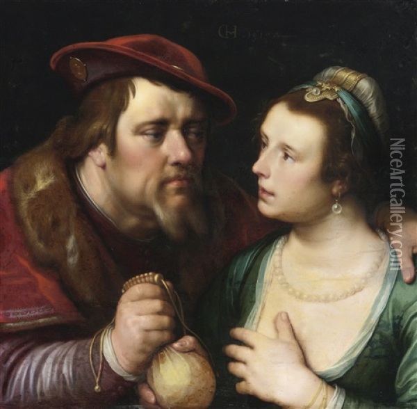 The Unequal Lovers Oil Painting - Cornelis Cornelisz Van Haarlem
