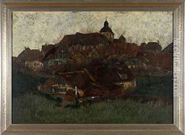 Herbstliches Dorf Oil Painting - Erich Nikutowski