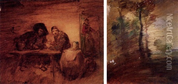 Am Tisch Sitzende Bauern Oil Painting - Wilhelm Busch